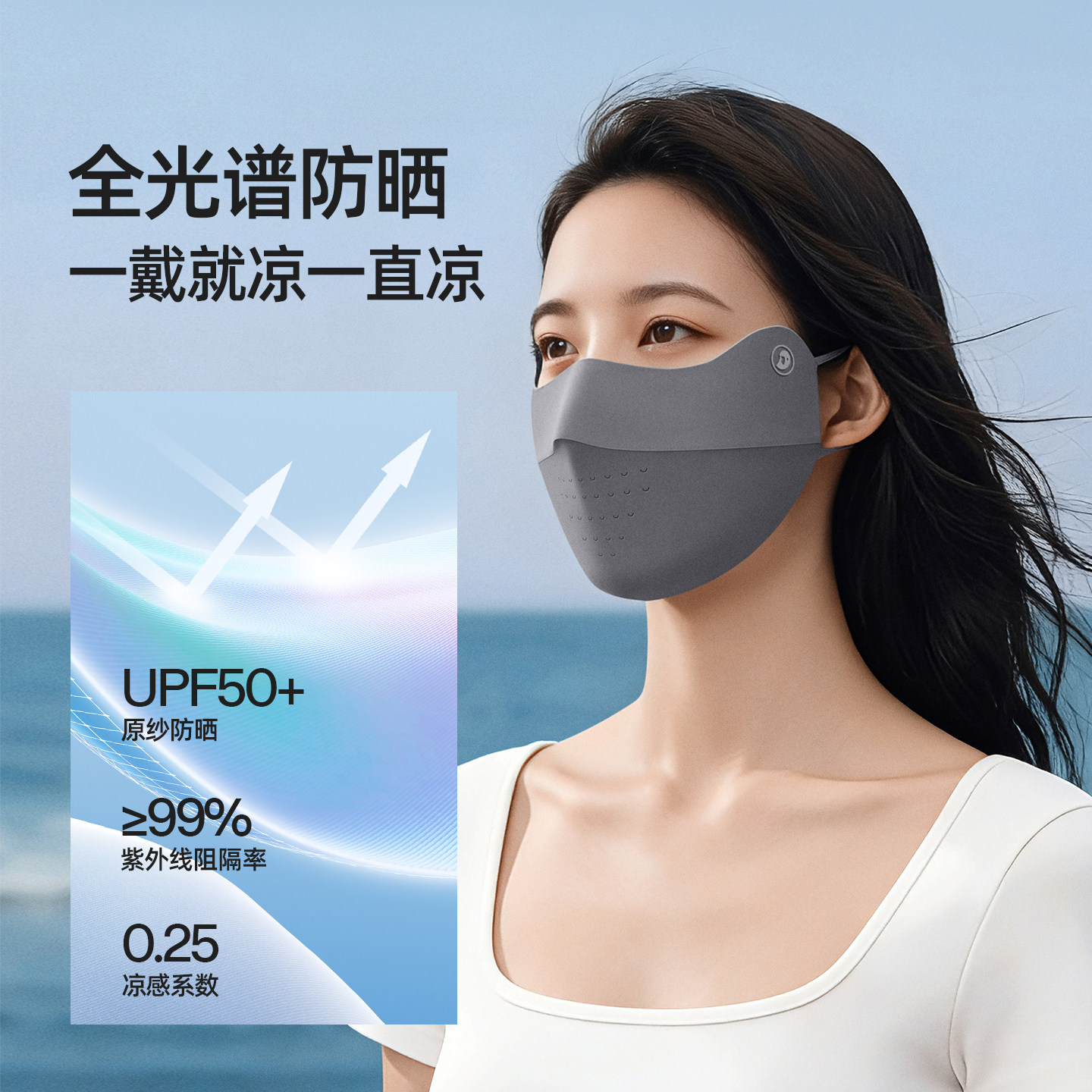 小野和子 防晒面罩 防紫外线冰丝透气口罩 24.9元（需用券）
