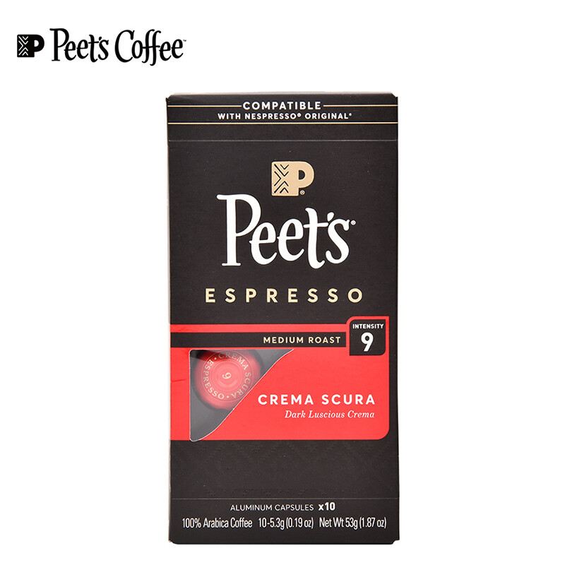 Peet's COFFEE 皮爷咖啡 皮爷 peets胶囊咖啡 强度9 醇黑奶香咖啡53g（10*5.3g）法国进口 36.02元（需用券）