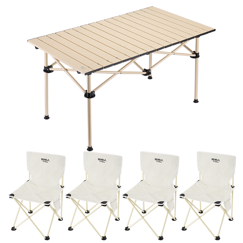 原始人 户外桌椅折叠便携式野餐桌蛋卷桌铝合金露营桌子套装野营用品 95*55