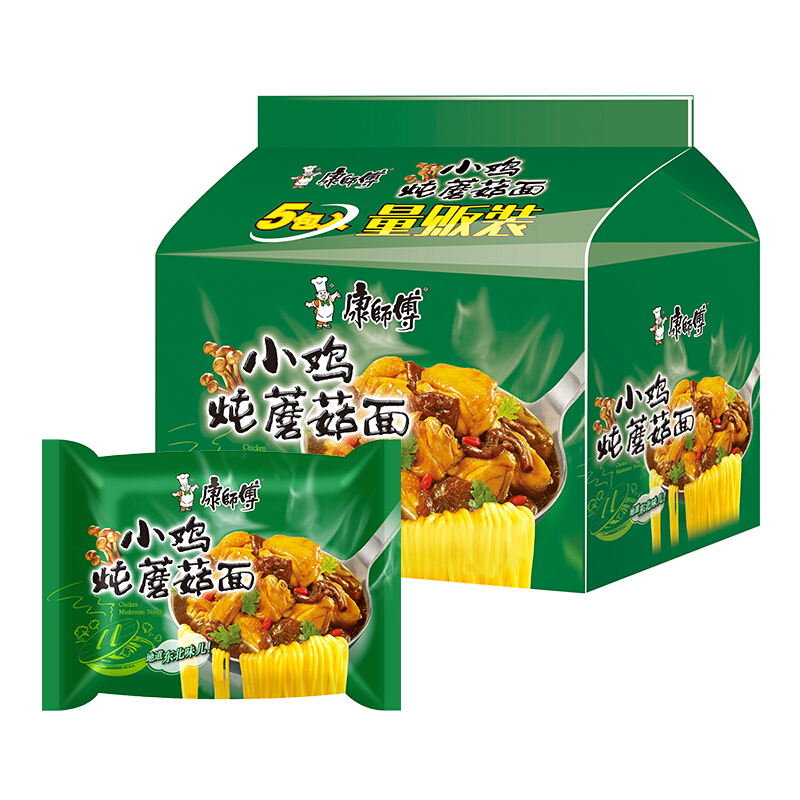 88VIP：康师傅 方便面经典袋小鸡炖蘑菇面95g*5袋装泡面速食面即食面 12.82元