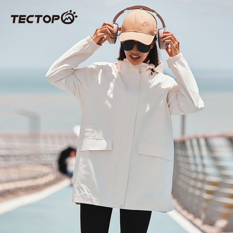 TECTOP 探拓 户外单层冲锋衣女春季薄款登山服徒步宽松休闲女士风衣外套上