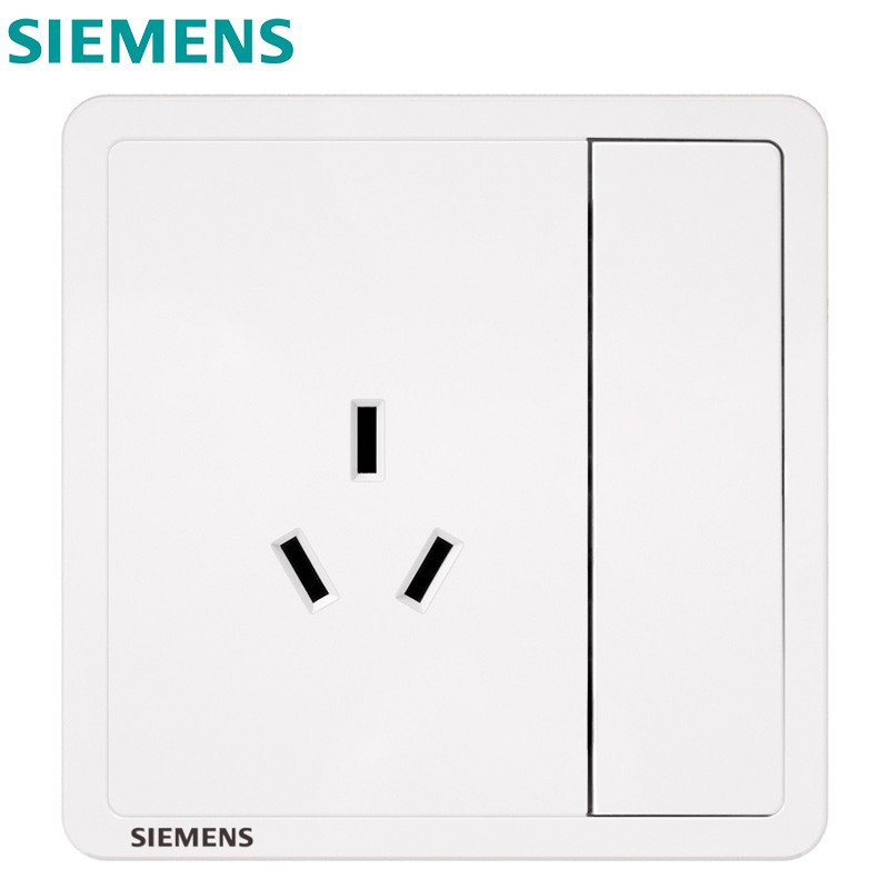 SIEMENS 西门子 插座面板 厨卫电器墙壁86型插座 致典白色 10A三孔插座带开关 9