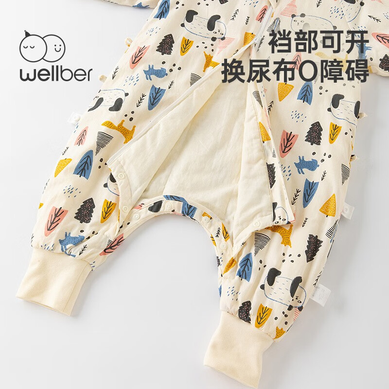 Wellber 威尔贝鲁 婴儿纯棉分腿睡袋 保暖厚款 熊猫森林 99元（双重优惠）