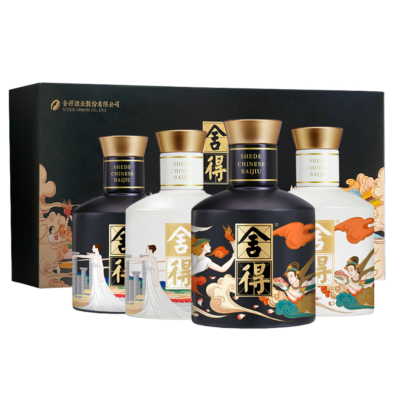 88VIP：舍得 白酒艺术大典52度100ml*4瓶礼盒装浓香型节日送礼 280.1元