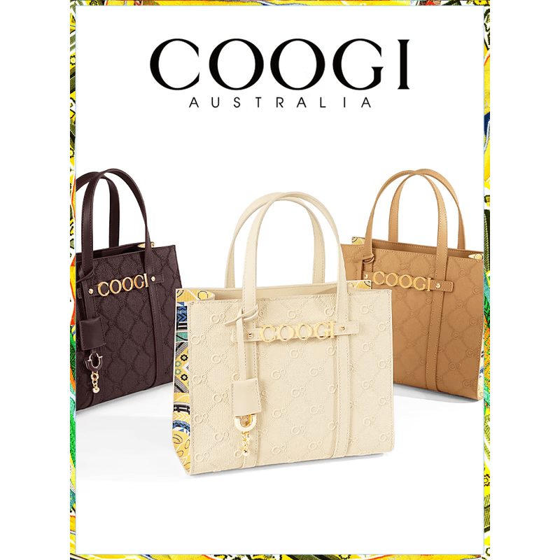 COOGI 【520好礼】牛皮拼接托特包手提单肩斜挎女包 多色可选 1371元