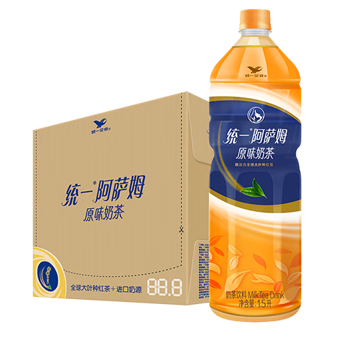 plus会员：统一 阿萨姆 原味奶茶 6入装奶茶饮料 1.5L*6瓶/箱 42元（需领券、概