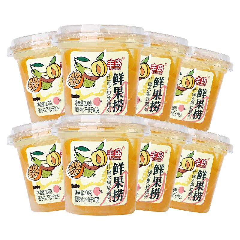 移动端：丰岛 中国大陆 水果罐头 200g*8杯 39.9元（淘金币可抵1.84元起）