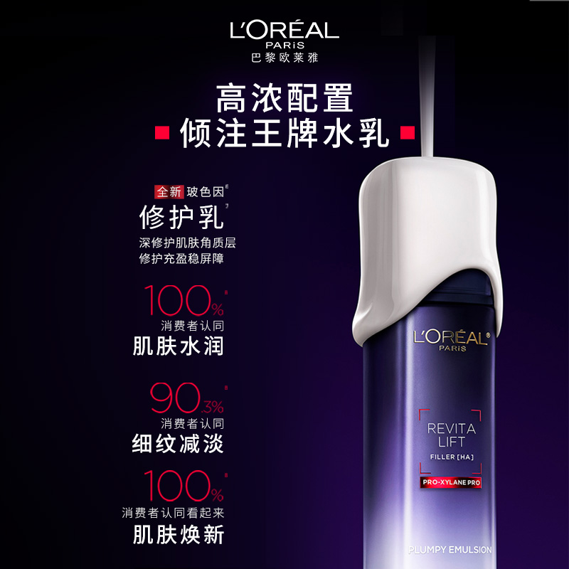 88VIP：L'OREAL PARIS 欧莱雅复颜玻色因乳液玻尿酸保湿紧致抗皱抗老淡纹护肤品