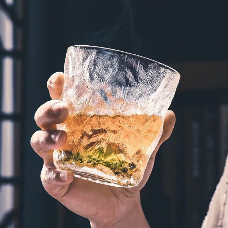 GHZJ洗漱杯冰川纹玻璃杯子家用 冰川矮杯1个 0.1元
