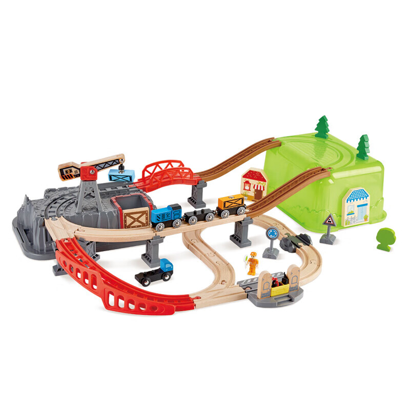 Hape 早教轨道车玩具儿童火车拼装亲子互动3-6岁男孩女孩儿童节礼物 E3764火