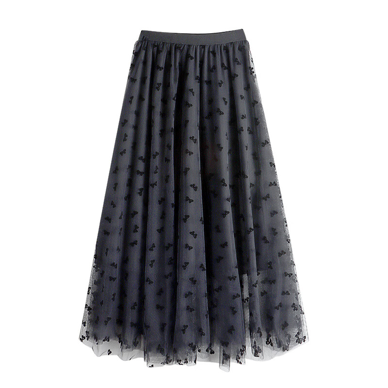 夏季新款3D立体植绒蝴蝶结双面可穿内衬有光泽百褶半 身裙 黑色 均码 39.8元