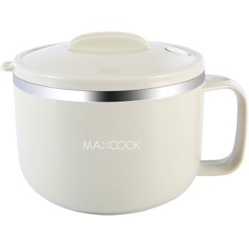 MAXCOOK 美厨 304不锈钢泡面碗 学生饭盒餐杯泡面杯1200ML 带盖 灰色MCWA108 19元