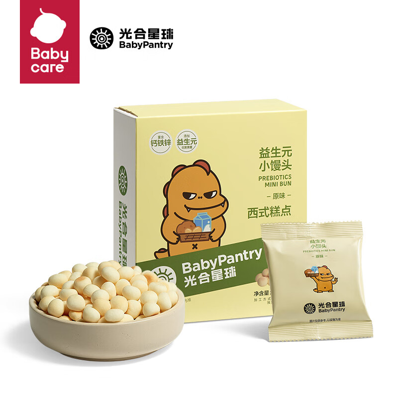 BabyPantry 光合星球 babycare 宝宝零食磨牙饼干益生元小馒头 原味100g 9.29元（需