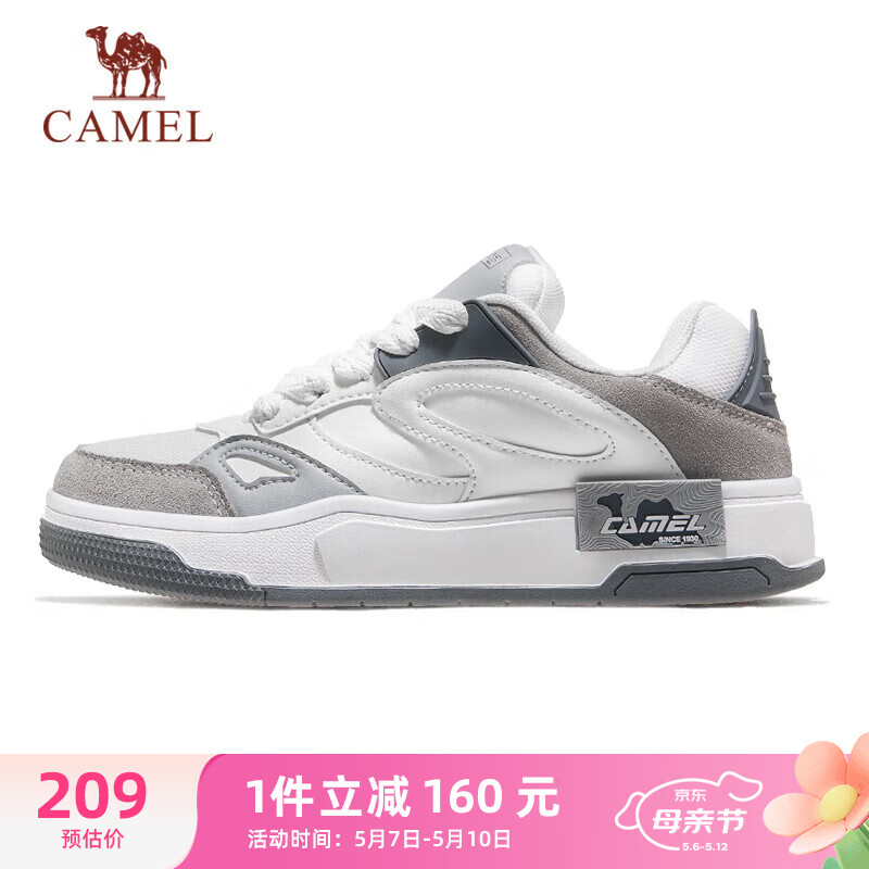 CAMEL 骆驼 低帮休闲鞋情侣款潮拼接撞色运动鞋子 K14B39L7042 白/灰 39 209元