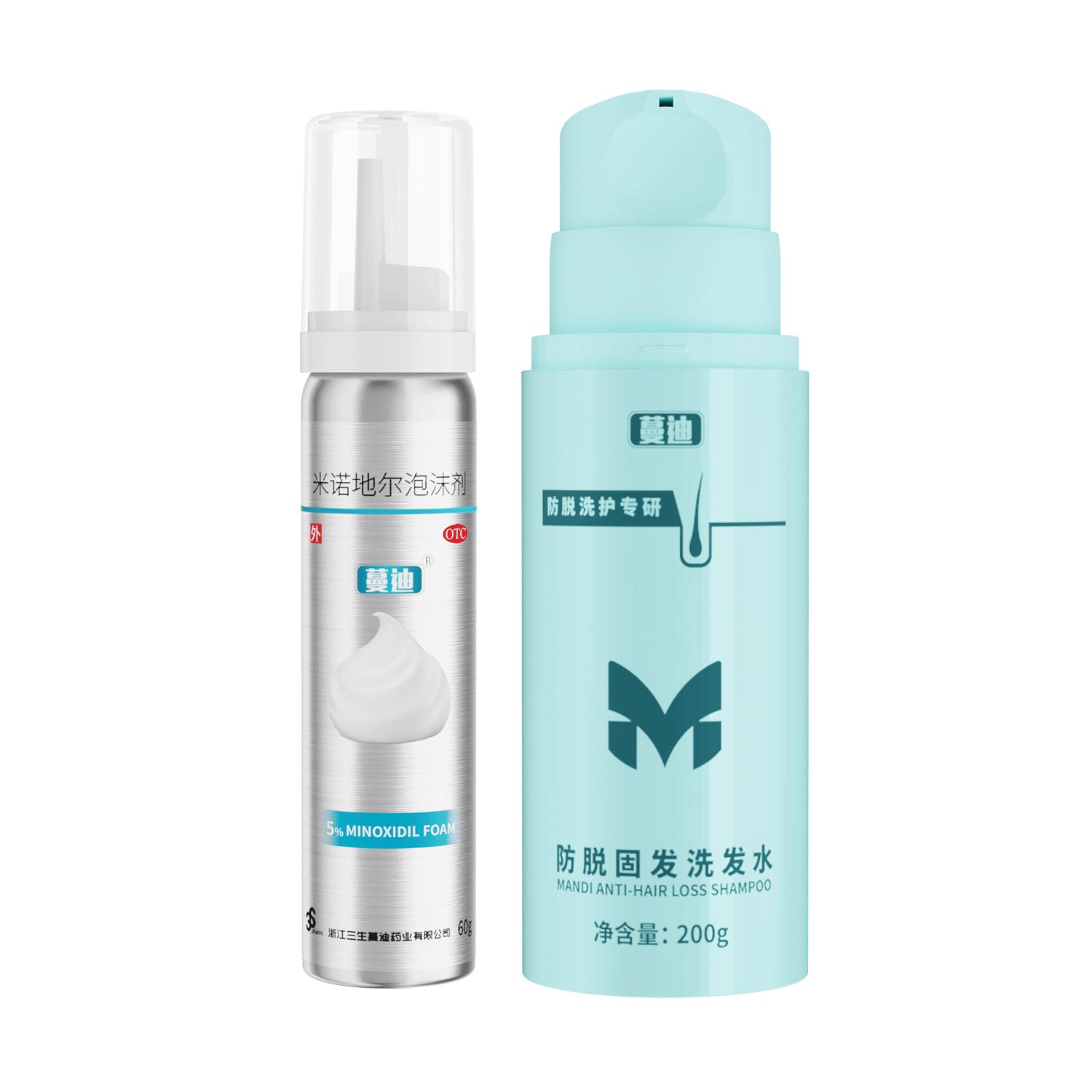 蔓迪 5%米诺地尔生发泡沫剂60g+蔓迪防脱固发洗发水200g 270元（需用券）
