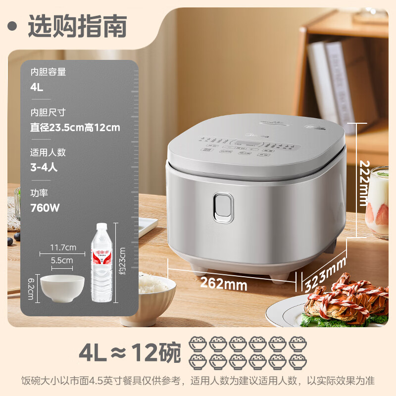 以旧换新补贴：Midea 美的 RE476S 电饭煲 4L 151.75元（需用券）