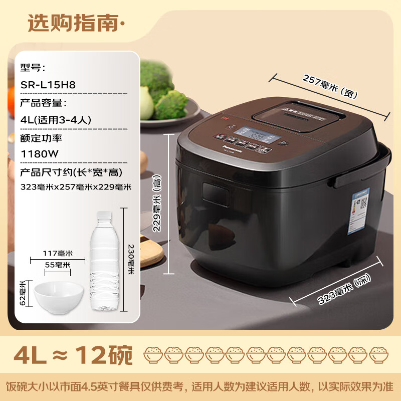 松下 Panasonic 寓颜系列 SR-L15H8 电饭煲 4L 444.8元（需用券）