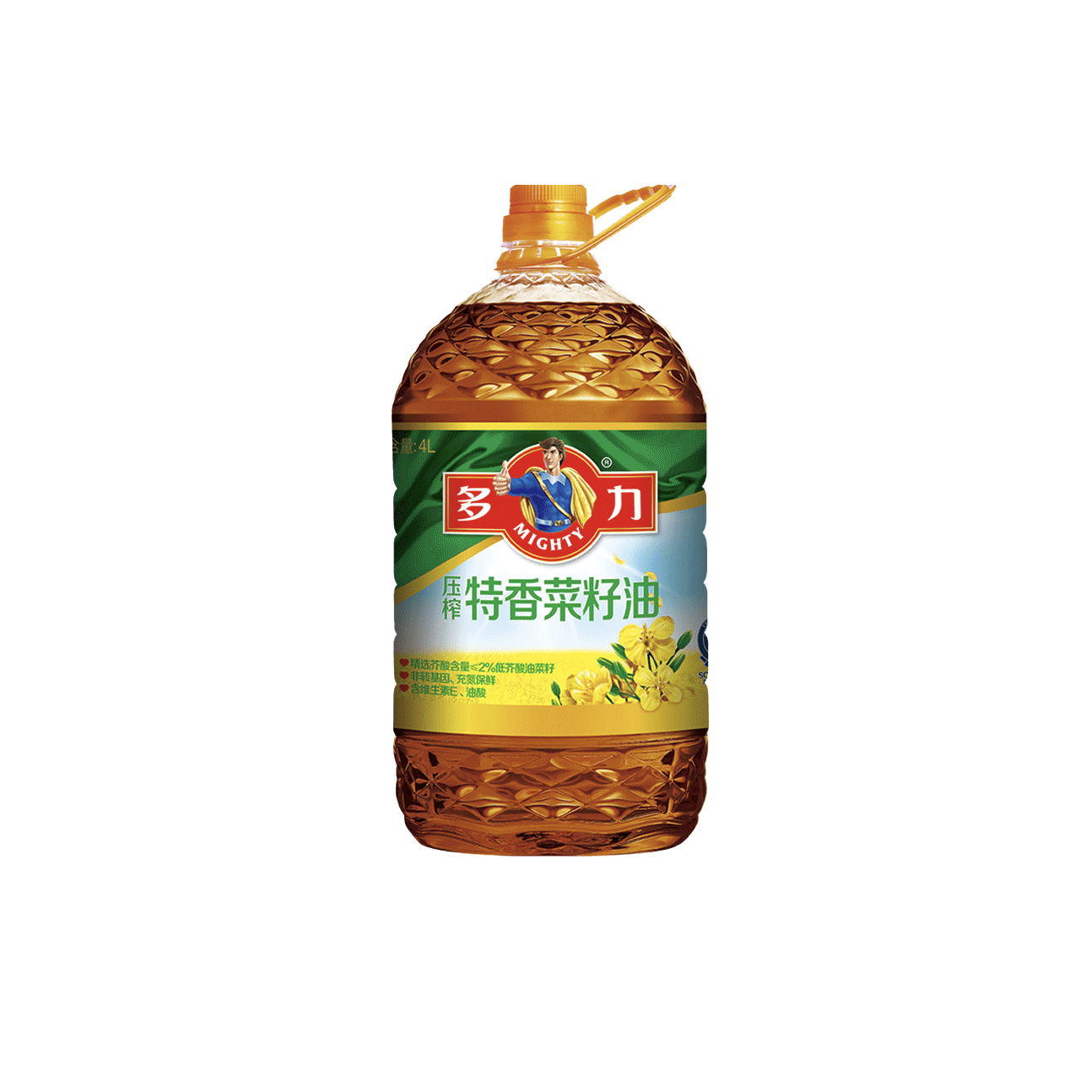88VIP：MIGHTY 多力 压榨特香榨菜籽油4L四川健康家用桶装农家非转基因食用油 