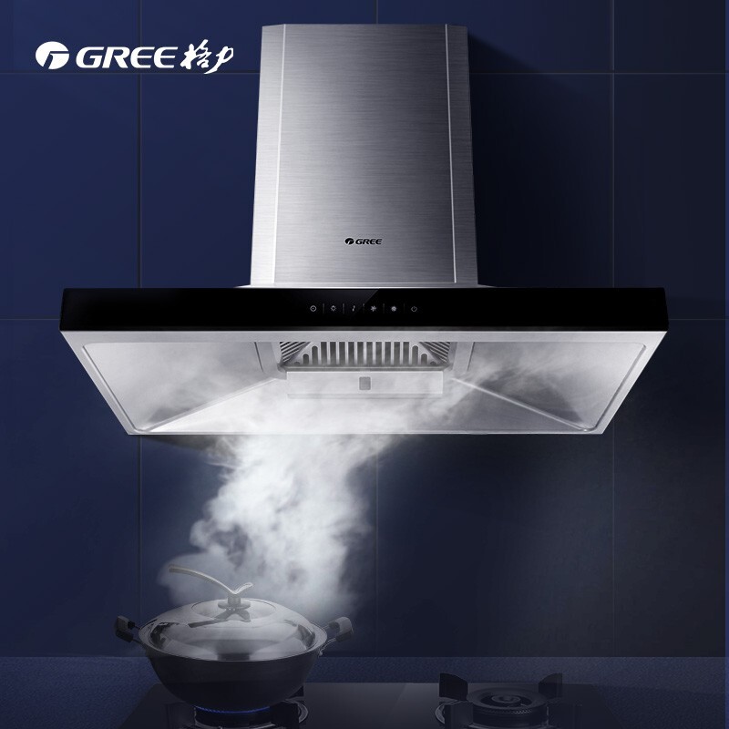 gree格力油烟机烟灶套装塔式21大风量双腔油烟机燃气灶套装家用抽油