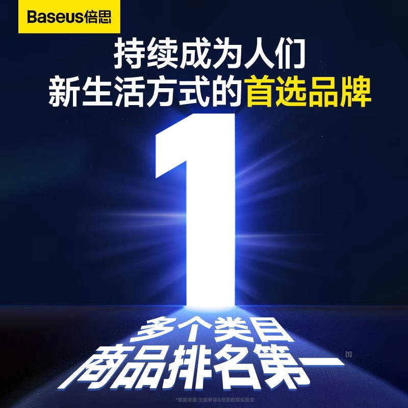 倍思 桌面充电站65W氮化镓充电器头手机电源usb快充插线板typec插头自带线pd