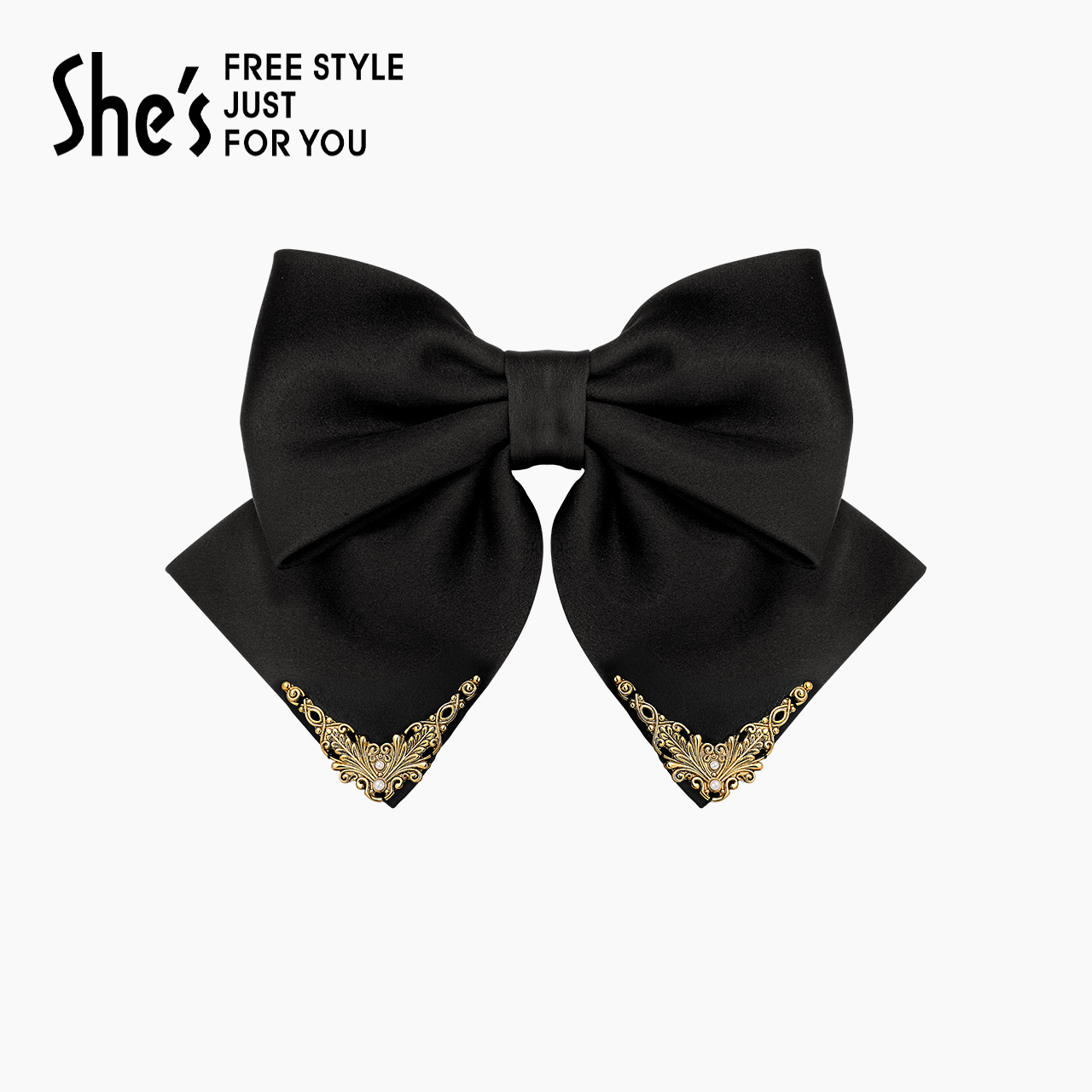 茜子 复古大蝴蝶结头饰 黑金色K0 SHP8901852 304元（需用券）