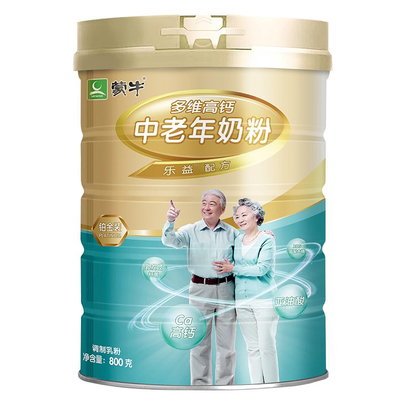 MENGNIU 蒙牛 铂金装 中老年益生菌高钙富硒奶粉 800g*2罐龙年礼盒装 90.84元