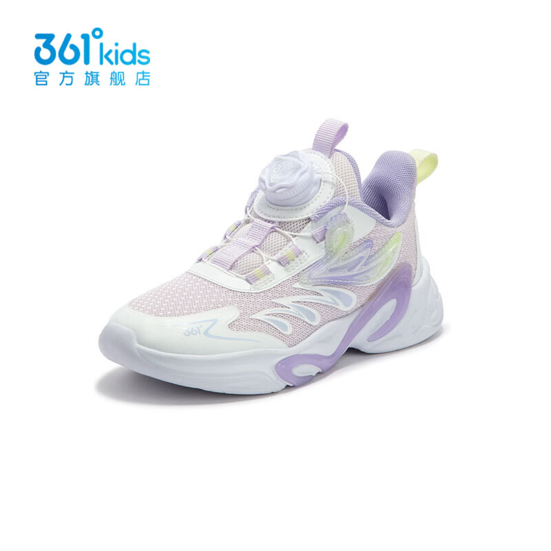 361° 361度童鞋女童休闲鞋2024年秋季小童运动鞋 淡粉紫/361度白 29码 101元