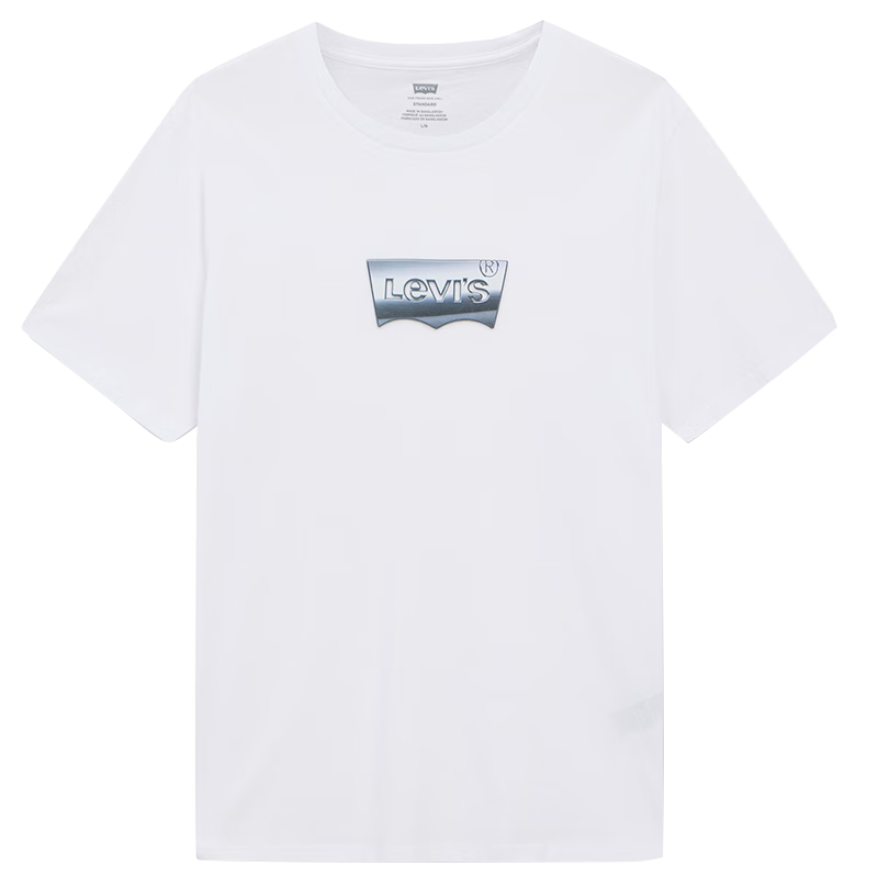 PLUS会员、概率券、需首单礼金：Levi's 李维斯 男士短袖T恤渐变色logo 白色 224