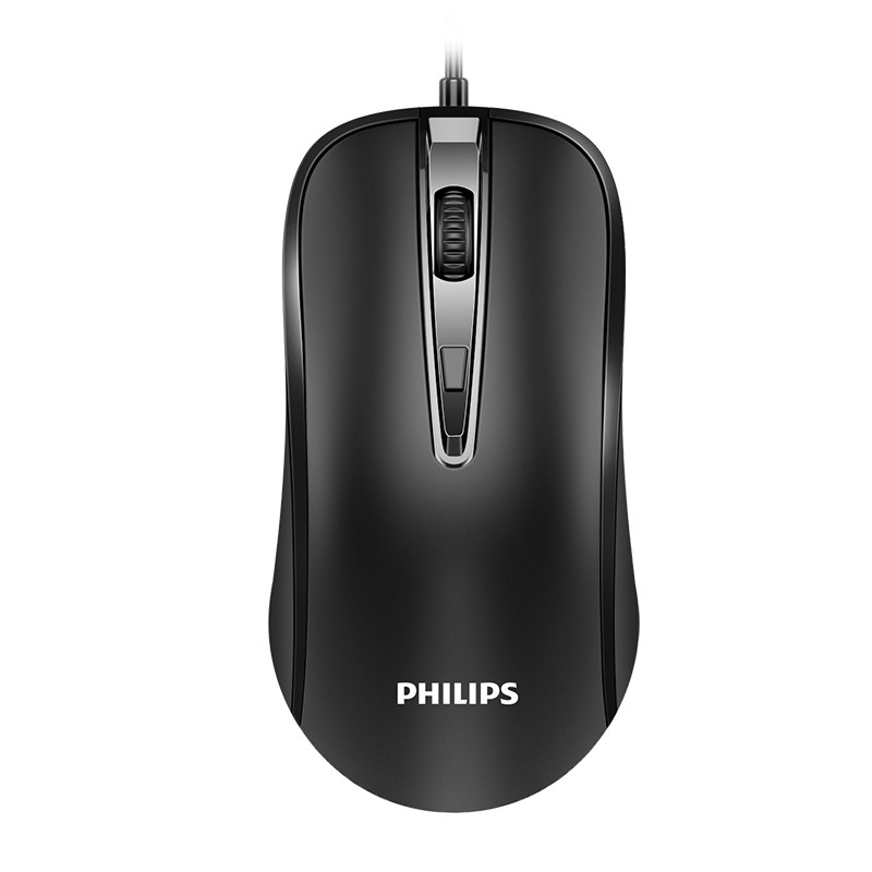 PHILIPS 飞利浦 SPK7214 静音版 有线鼠标 1600DPI 黑色 19.9元