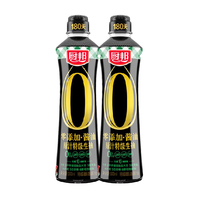 厨邦 酱油零添加原汁特级生抽 500ml*2瓶 ￥12.1