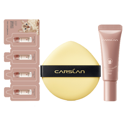 卡姿兰 遮瑕控油 粉底液+粉扑 7.5g+奶猫粉底液四联包 P02 5.9元