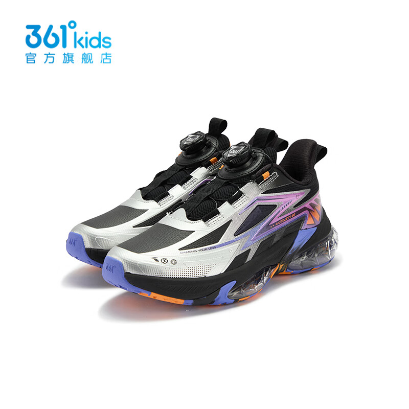 361° 童鞋男童运动跑鞋2025年冬季新款中大童鞋子 碳黑/银色/光辉橙色 33 223