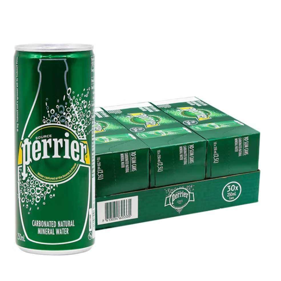 巴黎水Perrier 原味气泡水 250ml*30罐、临期 49.74元+凑27.9元