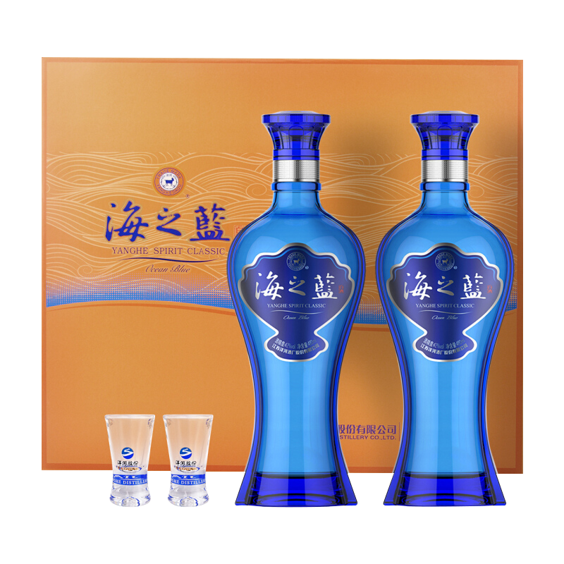 再降价：洋河 海之蓝 42°浓香型白酒 480ml×2瓶 221.2元(需领券)