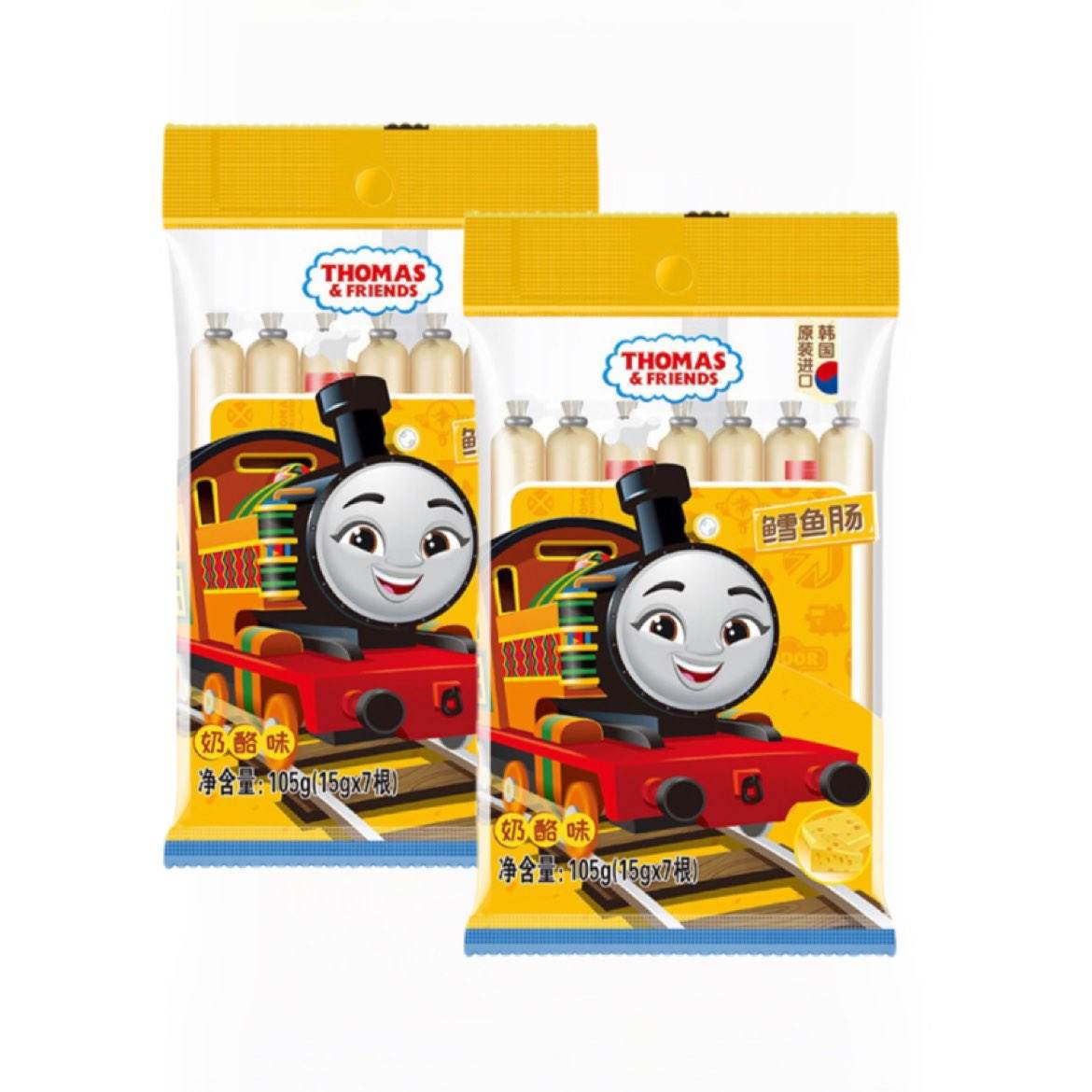 临期：小火车（THOMAS & FRIENDS）托马斯韩国进口宝宝零食鳕鱼肠 奶酪味105g*2