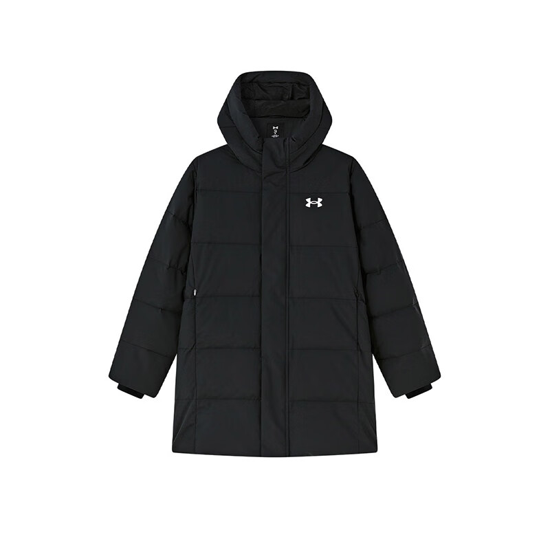 UNDER ARMOUR安德玛童装冬25新款大童连帽简约风格中长款羽绒服儿童保暖外套 