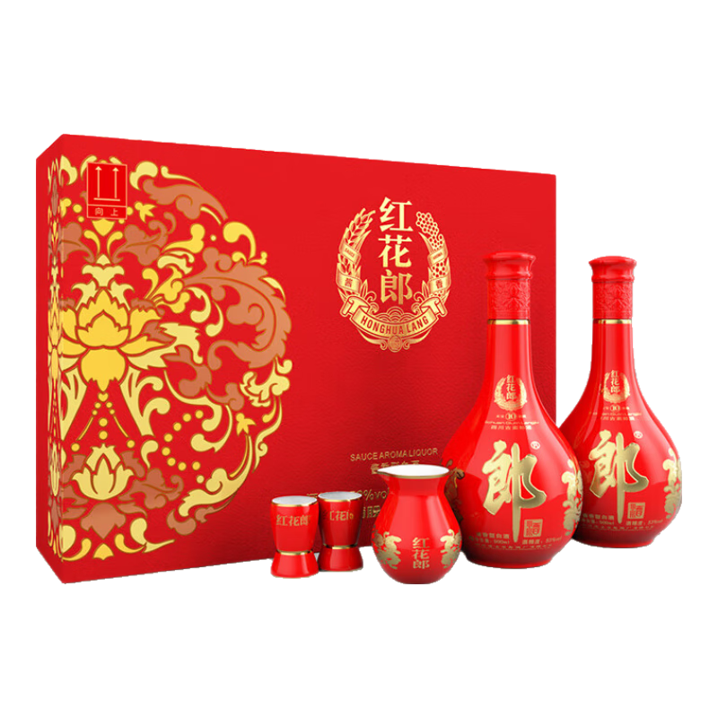 京东 PLUS 会员： 郎酒 红花郎10 酱香型 白酒 53度 500ml*2瓶 礼盒装 564.3元