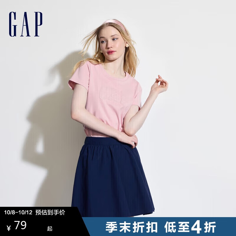 Gap 盖璞 女装镂空字母印花logo短袖T恤 546498 ￥79