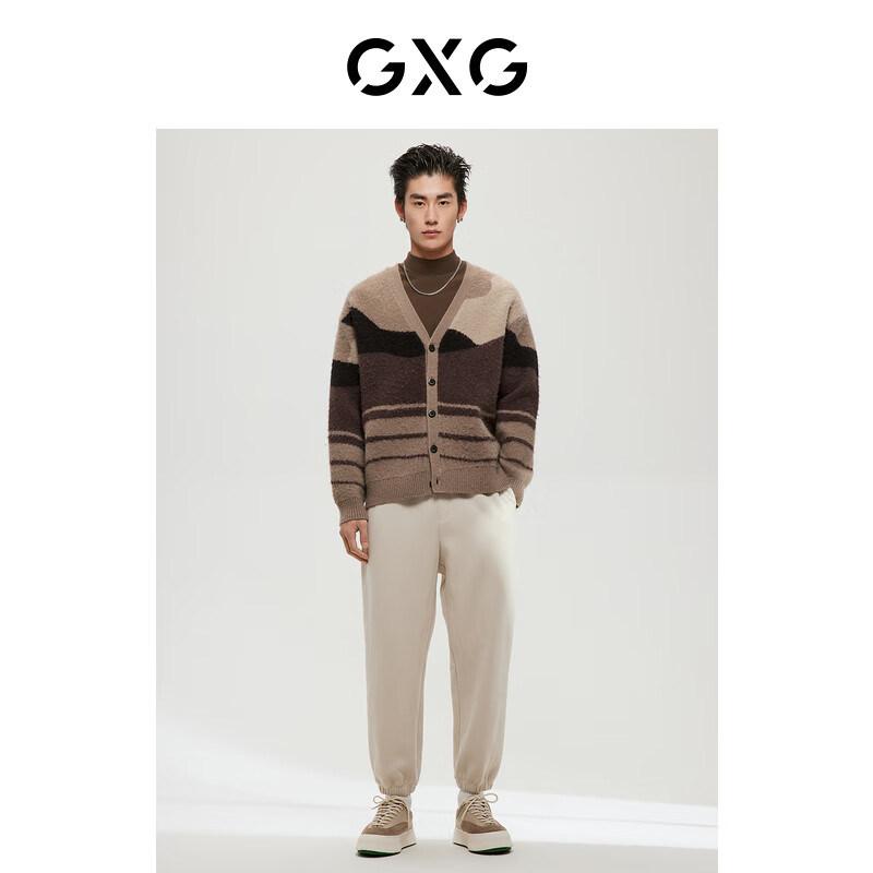 plus会员：GXG男装 商场同款费尔岛系列收口针织长裤米色 165/S 78.61元 包邮