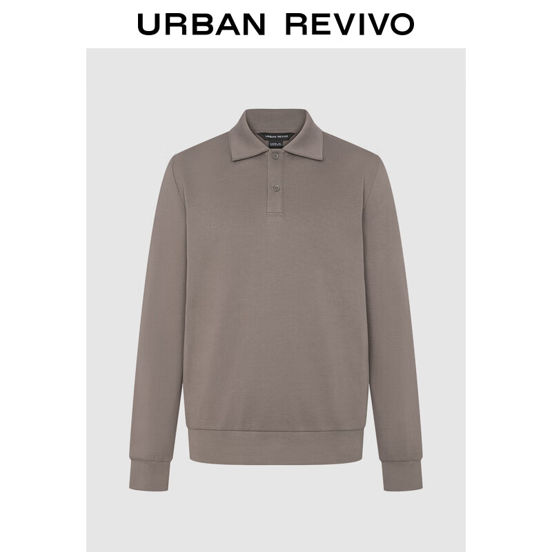 URBAN REVIVO UR2024秋冬男装时尚休闲POLO领长袖T恤UMU440087 石色 XS 249元（需用券