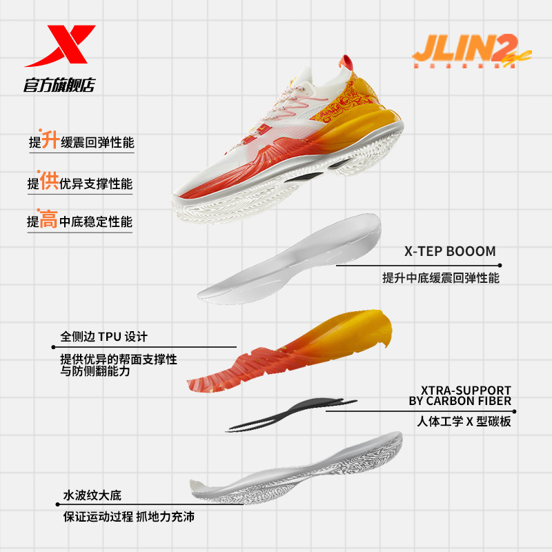 XTEP 特步 JLIN2se丨特步篮球鞋男林书豪二代运动鞋碳板低帮耐磨实战篮球鞋 26