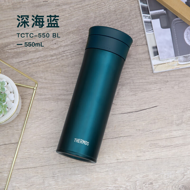 THERMOS 膳魔师 保温杯钛杯550ml男女士车载礼品泡茶杯保冷水杯子TCTC-550 BL 295.4