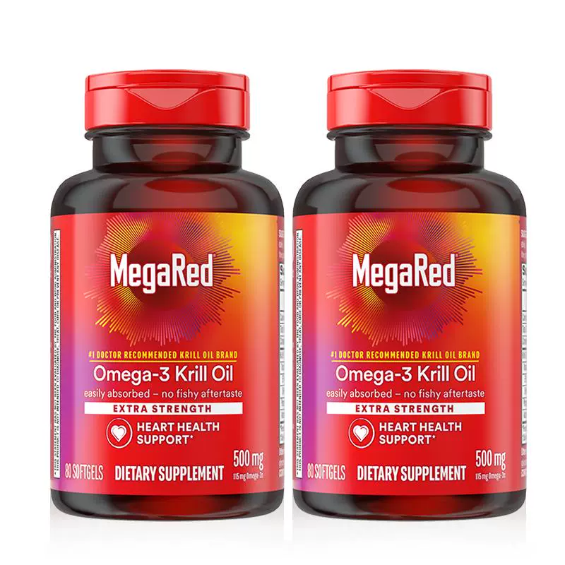 脉拓 MegaRed 南极磷虾油软胶囊 500mg 80粒 2瓶装 ￥448