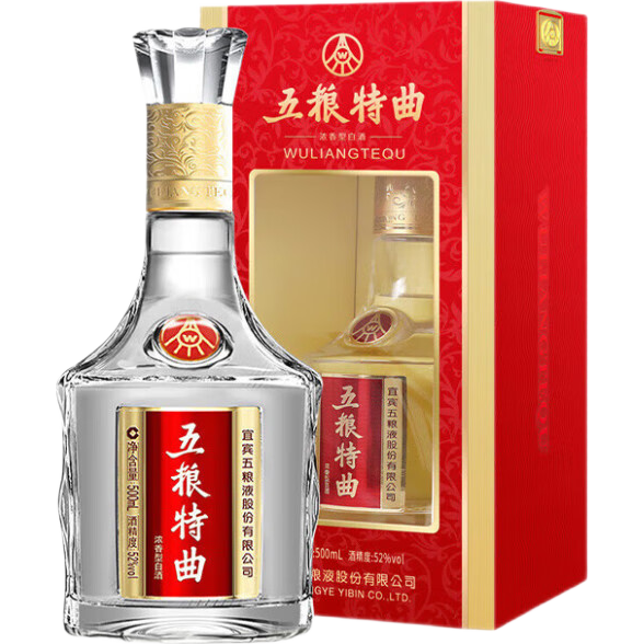 京东 百亿补贴、plus会员:五粮液股份 五粮特曲 52度 浓香型白酒 500ml*1 单瓶