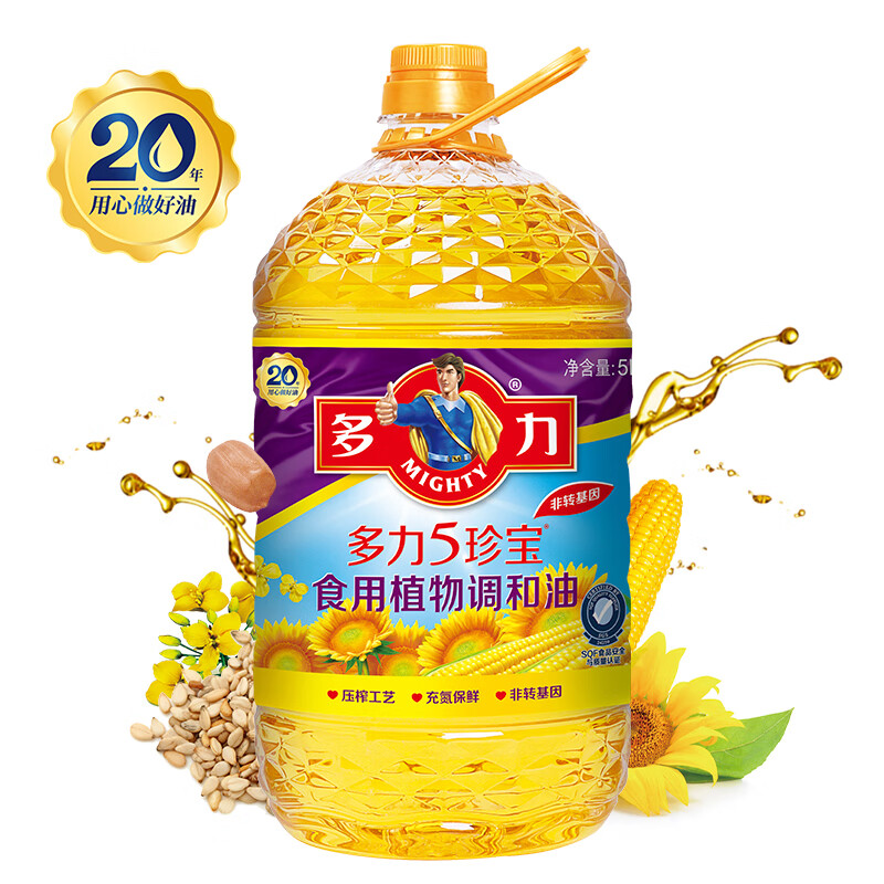 MIGHTY 多力 5珍宝 食用植物调和油 5L 79.9元