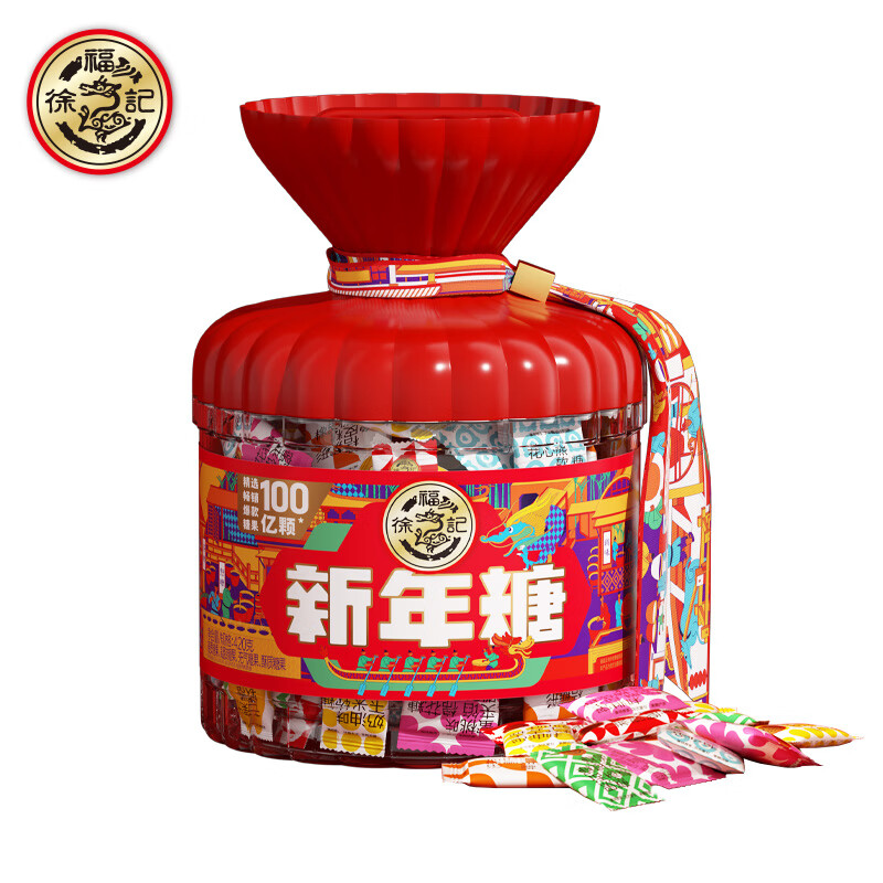徐福记 红色桶装420g 包装升级 新年糖果 年货 混合口味 休闲零食 喜糖 37.4元