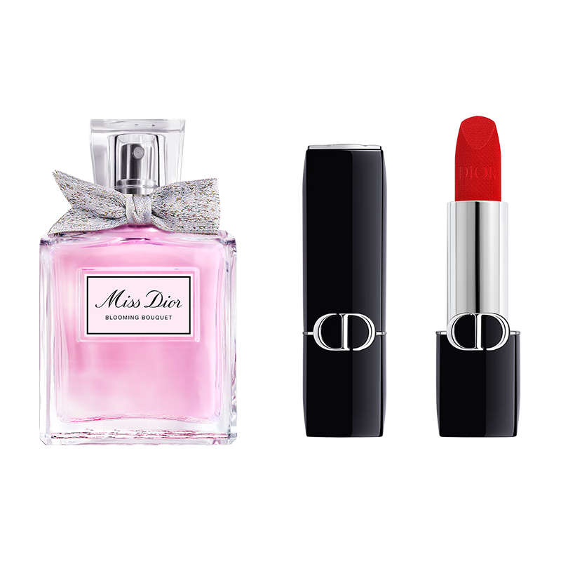 Dior MISS DIOR迪奥小姐香水系列 口红香水套装 (花漾女士淡香水EDT 50ml+新烈艳