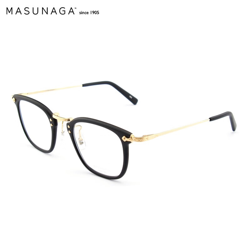 masunaga 增永眼镜男女复古全框眼镜架配镜近视光学镜架GMS-806 #B2 哑光黑+正金
