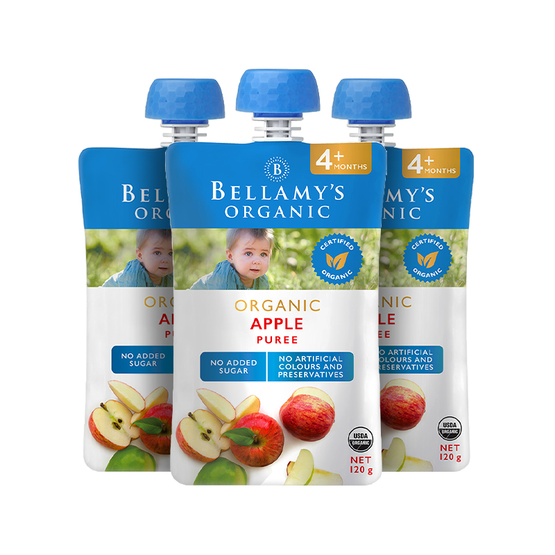 BELLAMY'S 贝拉米 进口贝拉米有机果泥婴儿宝宝辅食有机苹果果泥 120g*3袋 25.53