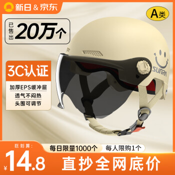 新日 SUNRA 3C认证新国标电动车头盔摩托车电瓶车半盔夏季帽四季男女通用A类